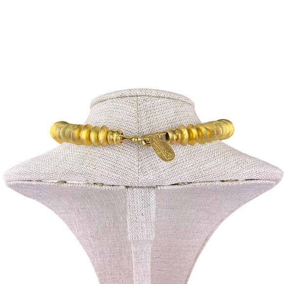 Handcrafted Gold Tone Brass Statement Necklace 15-Inch Collar Marcas 950 Marked - Picture 3 of 5